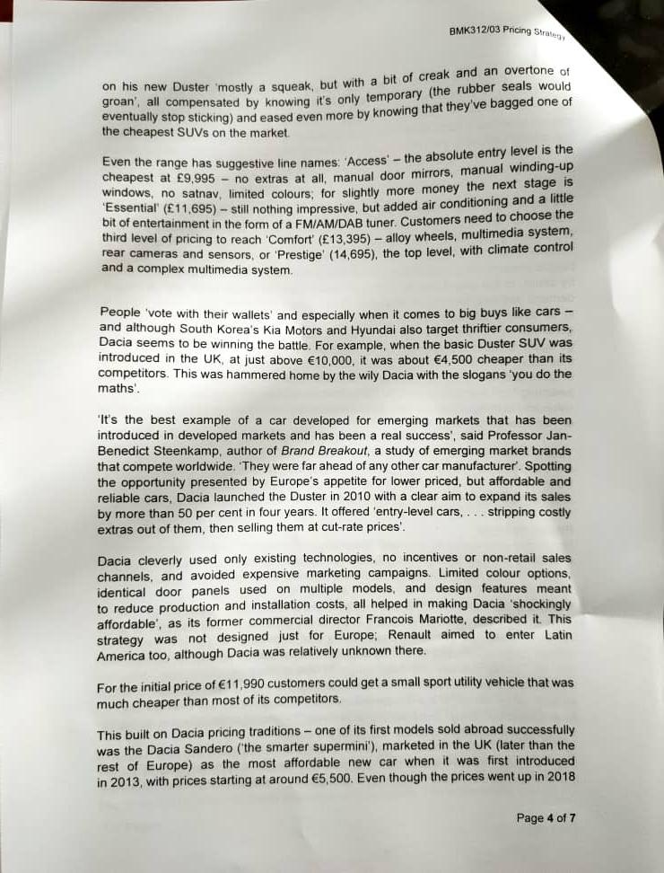 BMK312/03 Pricing Strategy ally in the form of