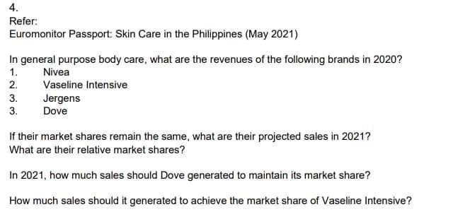 4. Refer: Euromonitor Passport Skin Care in the