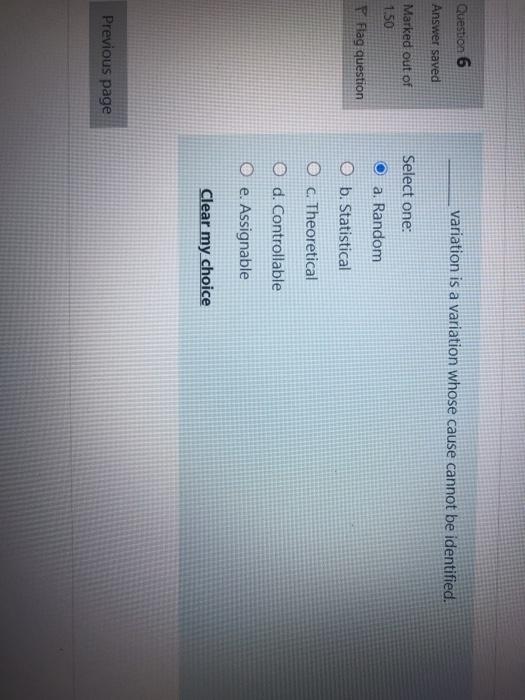 Question 6 variation is a variation whose cause