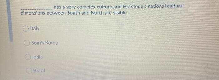 has a very complex culture and Hofstede's