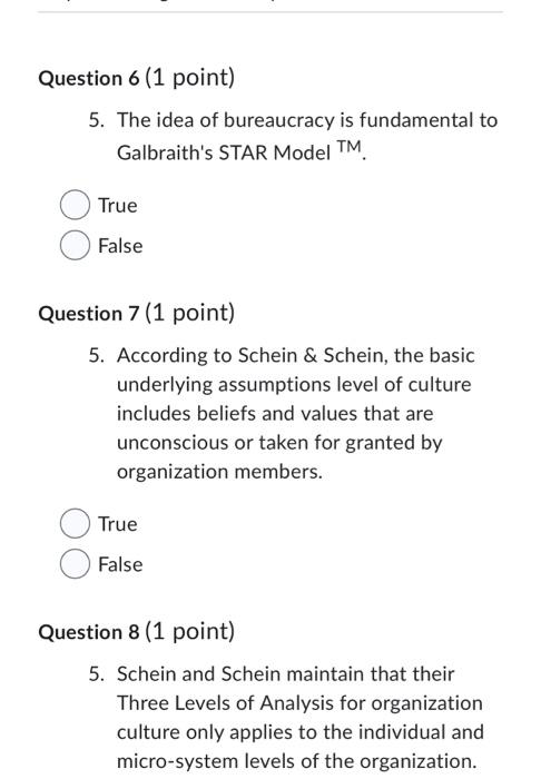 Question 6 (1 point) 5. The idea of bureaucracy