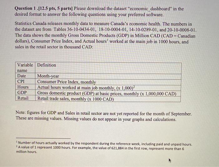 Question 1. [12.5 pts, 5 parts] Please download
