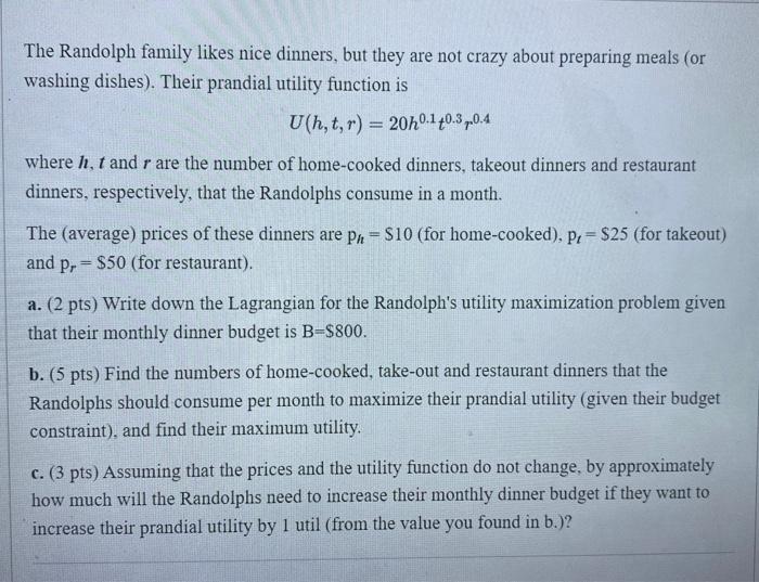 please solve and explain The Randolph family