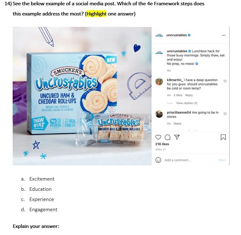 14) See the below example of a social media post.