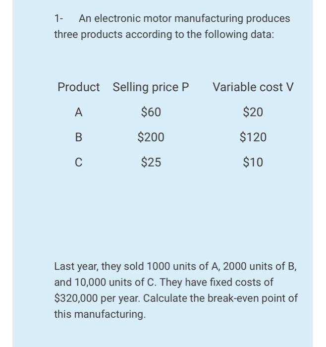 1- An electronic motor manufacturing produces