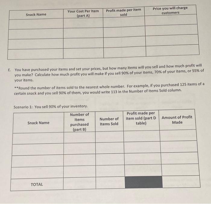 part a of the project is filled out this is part