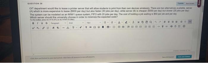 Suppe QUESTION 20 2. W OIT department would like