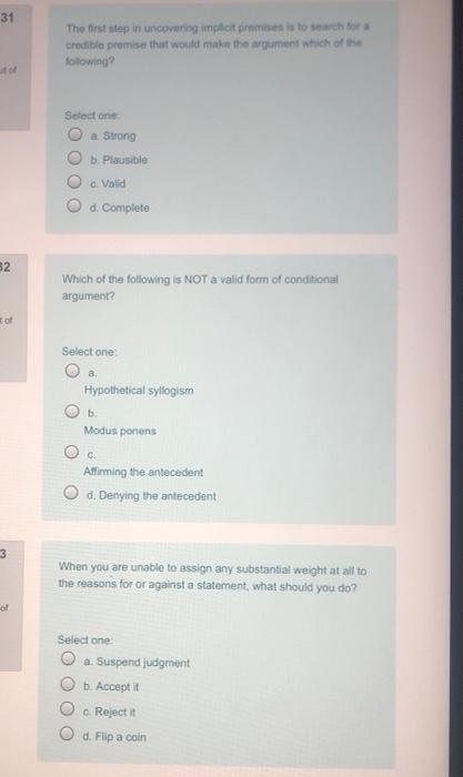 31 The first step in uncovering impotpremise is