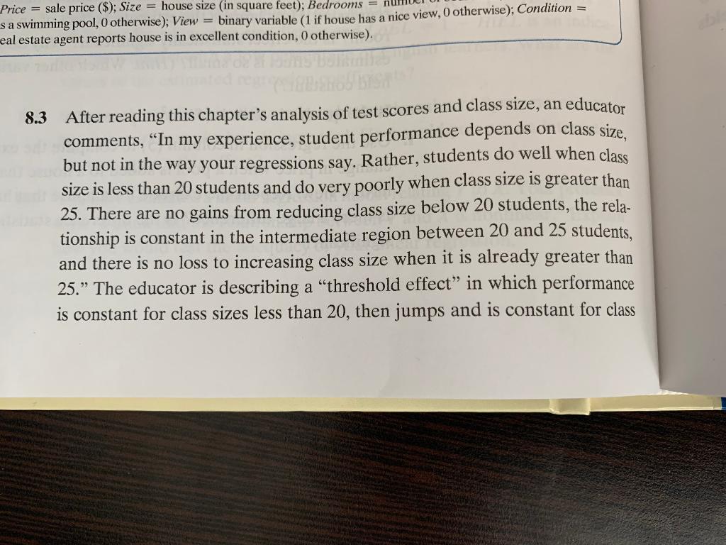 Price = sale price ($); Size = house size (in