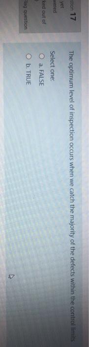 stion 17 The optimum level of inspection occurs