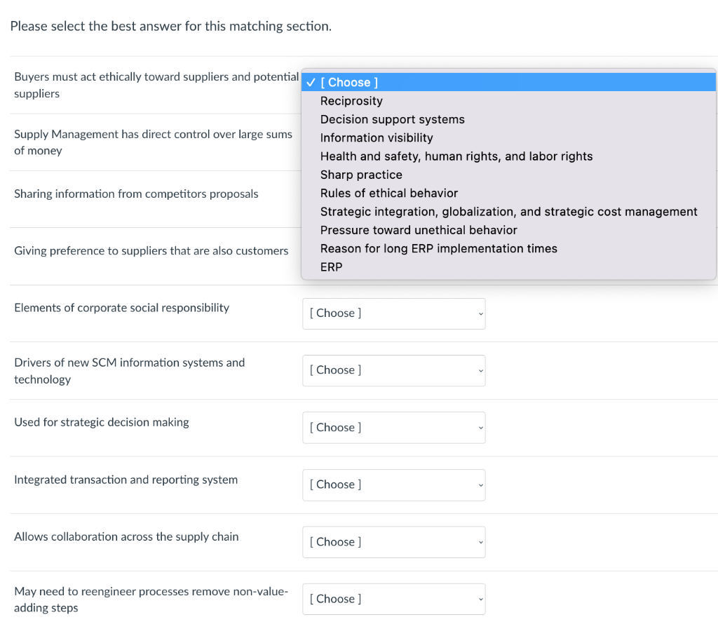 answers Please select the best answer for this