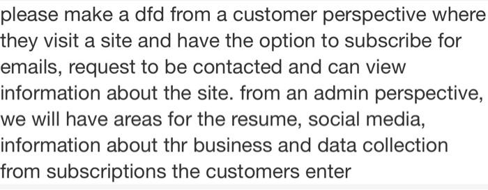 please draw a *DFD DIAGRAM** from a customer