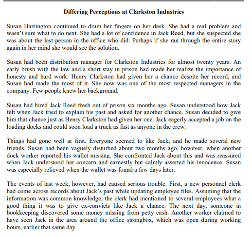 I need answer for this case Differing Perceptions