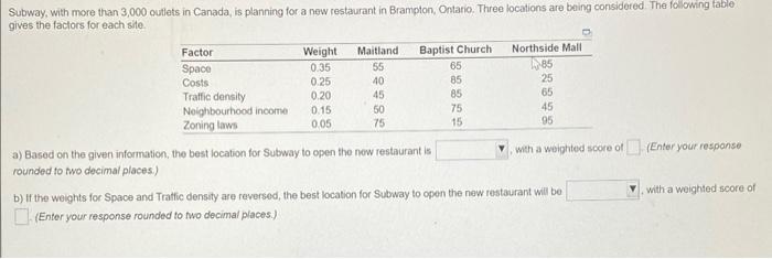 a) Based on the given information, the best