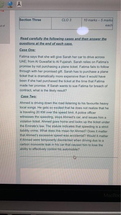 Section Three CLO3 10 marks - 5 marks each at of