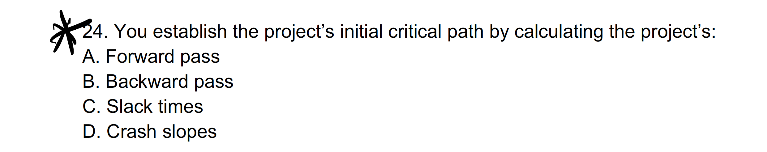 24. You establish the project's initial critical