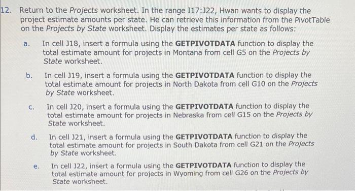 2. Return to the Projects worksheet. In the range