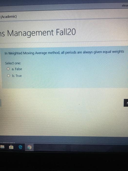 elear (Academic s Management Fall20 In Weighted