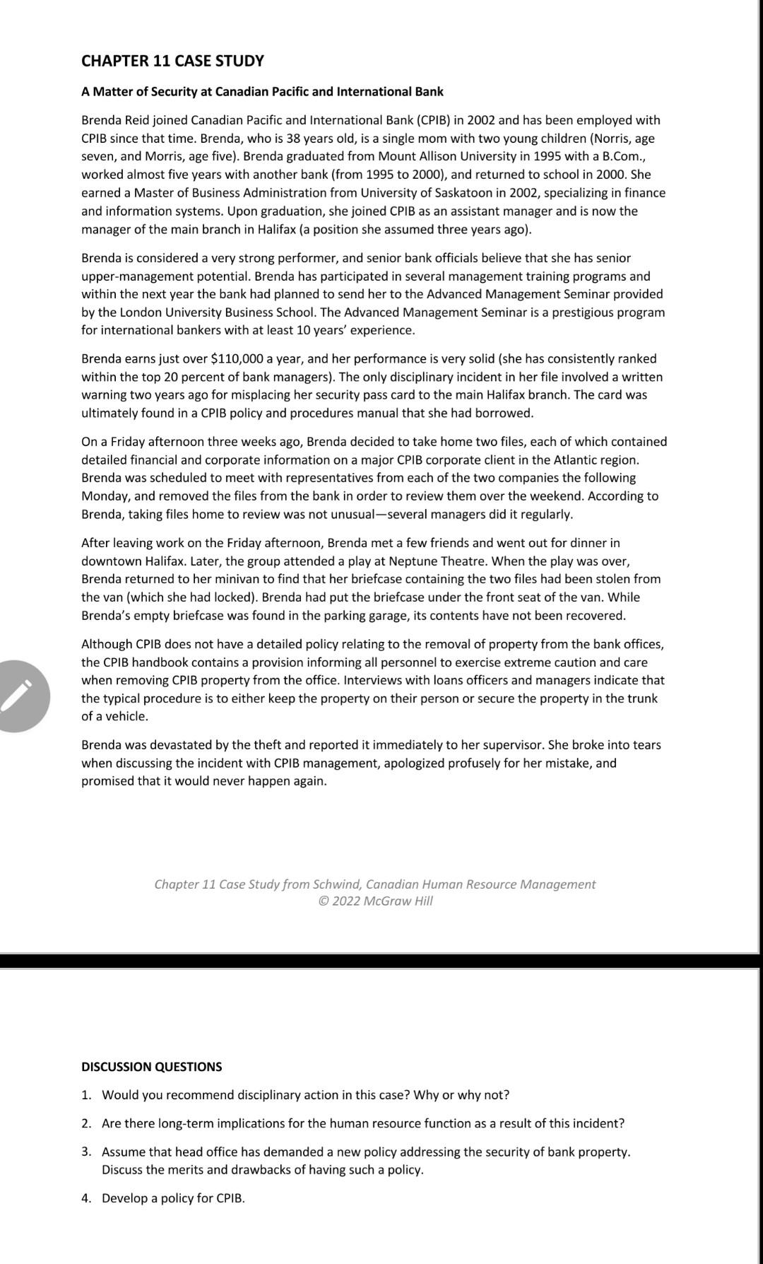 CHAPTER 11 CASE STUDY A Matter of Security at