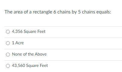 The area of a rectangle 6 chains by 5 chains