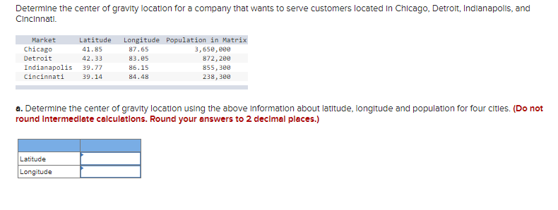 Determine the center of gravity location for a