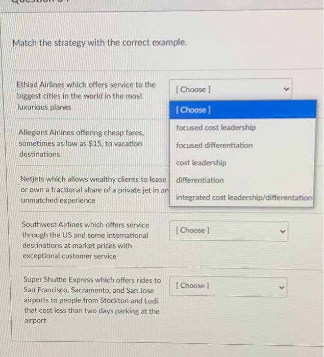 Match the strategy with the correct example,