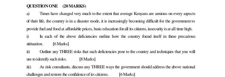 QUESTION ONE (20 MARKS) a) Times have changed