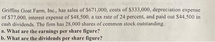 . Griffin's Goat Farm, Inc., has sales of