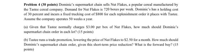 very quikly Problem 4 ( 30 points) Dominic's