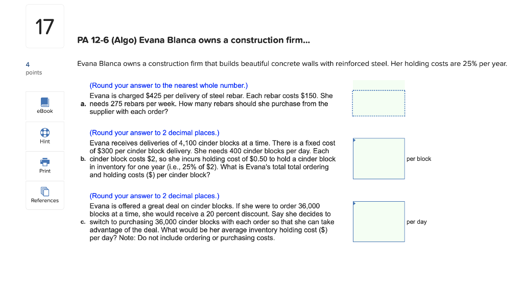 PA 12-6 (Algo) Evana Blanca owns a construction