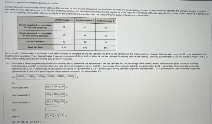 b A programming computer package is needed