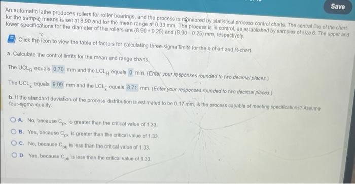 help with part b only. An automatic lathe