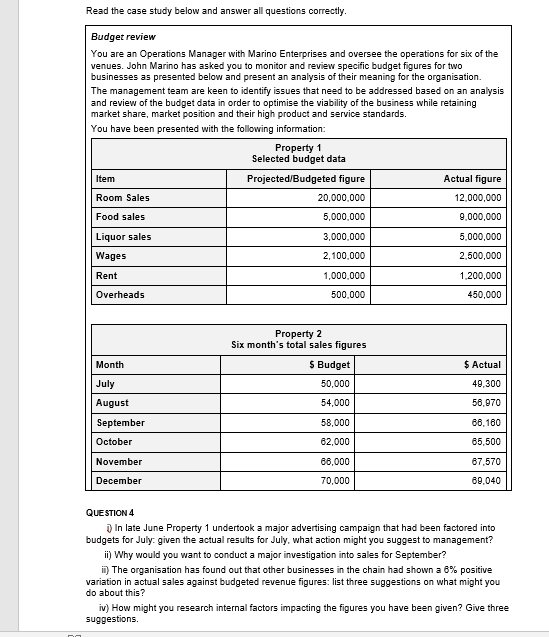 Read the case study below and answer all