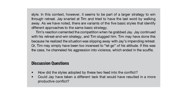 CASE STUDY 4.1 CONFLICT STYLES IN THE PARKING LOT