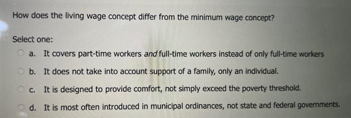 How does the living wage concept differ from the