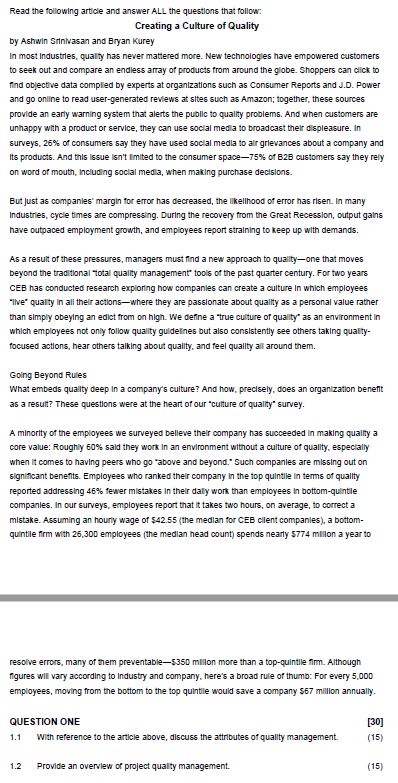 Creating a Culture of Quality by Ashwin