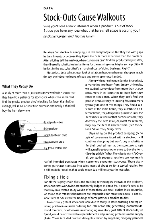 With reference to the case, explain how stock-out