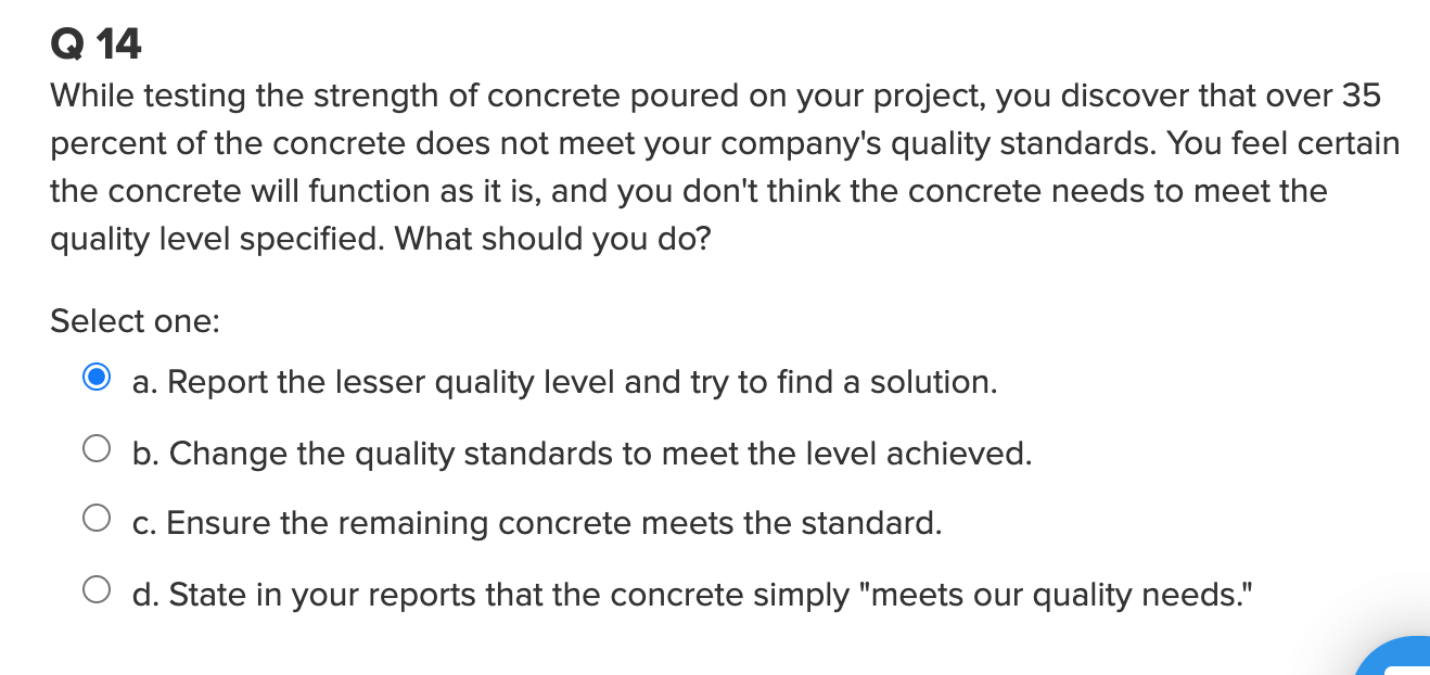 Q1 Which of the following is internal failure