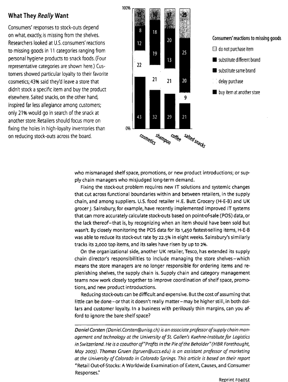 With reference to the case, explain how stock-out