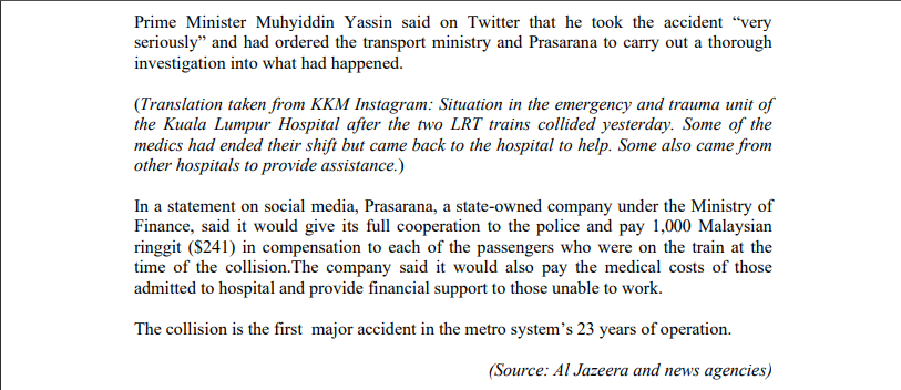 1) Due to the concern by the Prime Minister who