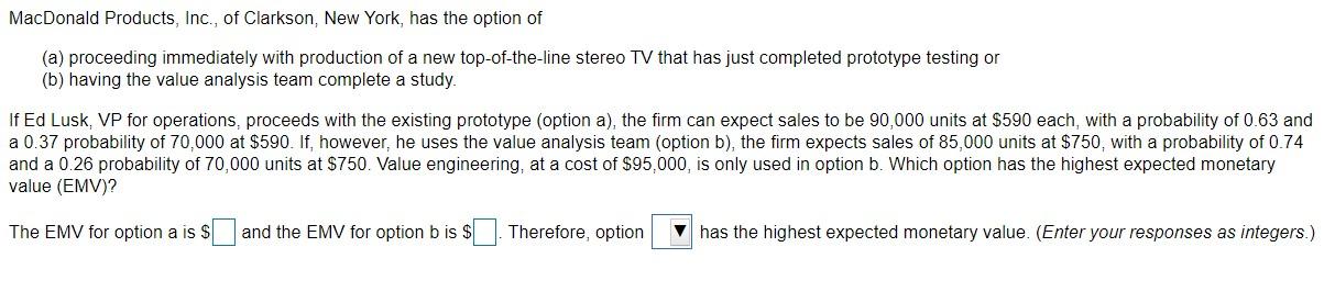 MacDonald Products, Inc., of Clarkson, New York,