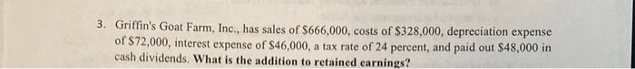 2. Griffin's Goat Farm, Inc., has sales of