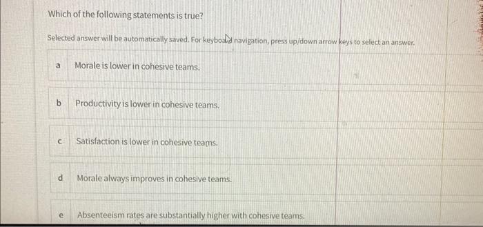 answer all pla Which of the following statements