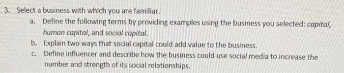 3. Select a business with which you are familiar.