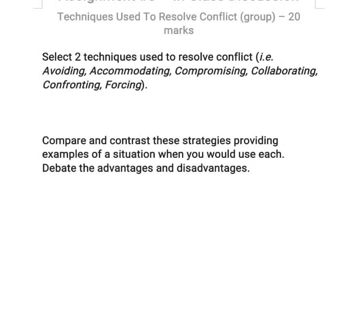 Techniques Used To Resolve Conflict (group) - 20