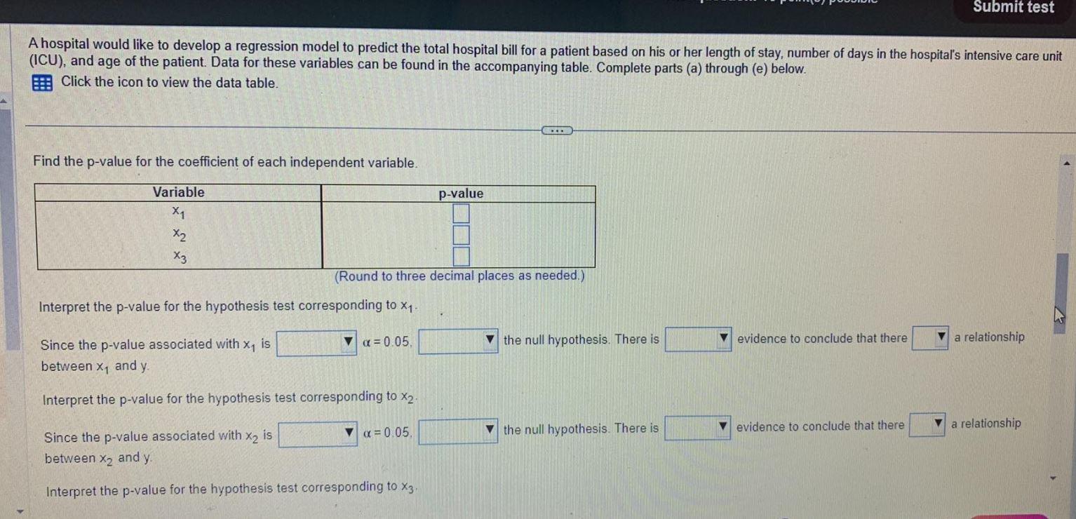 A hospital would like to develop a regression