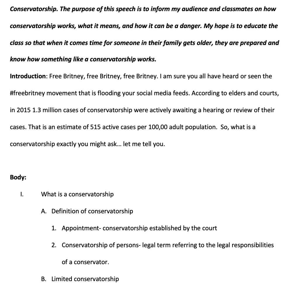 Help me write an informative speech on