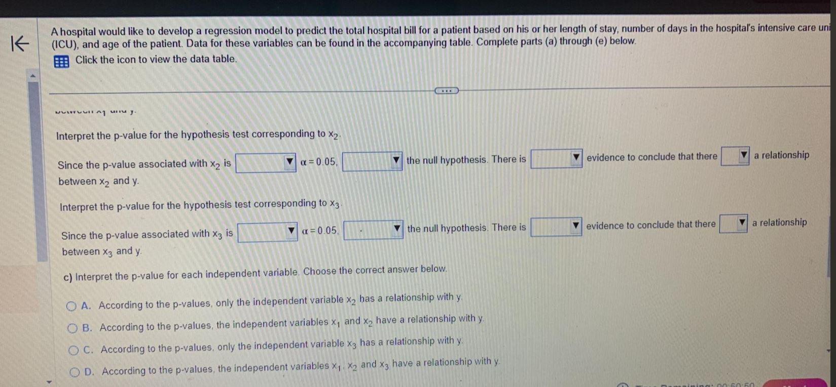 A hospital would like to develop a regression