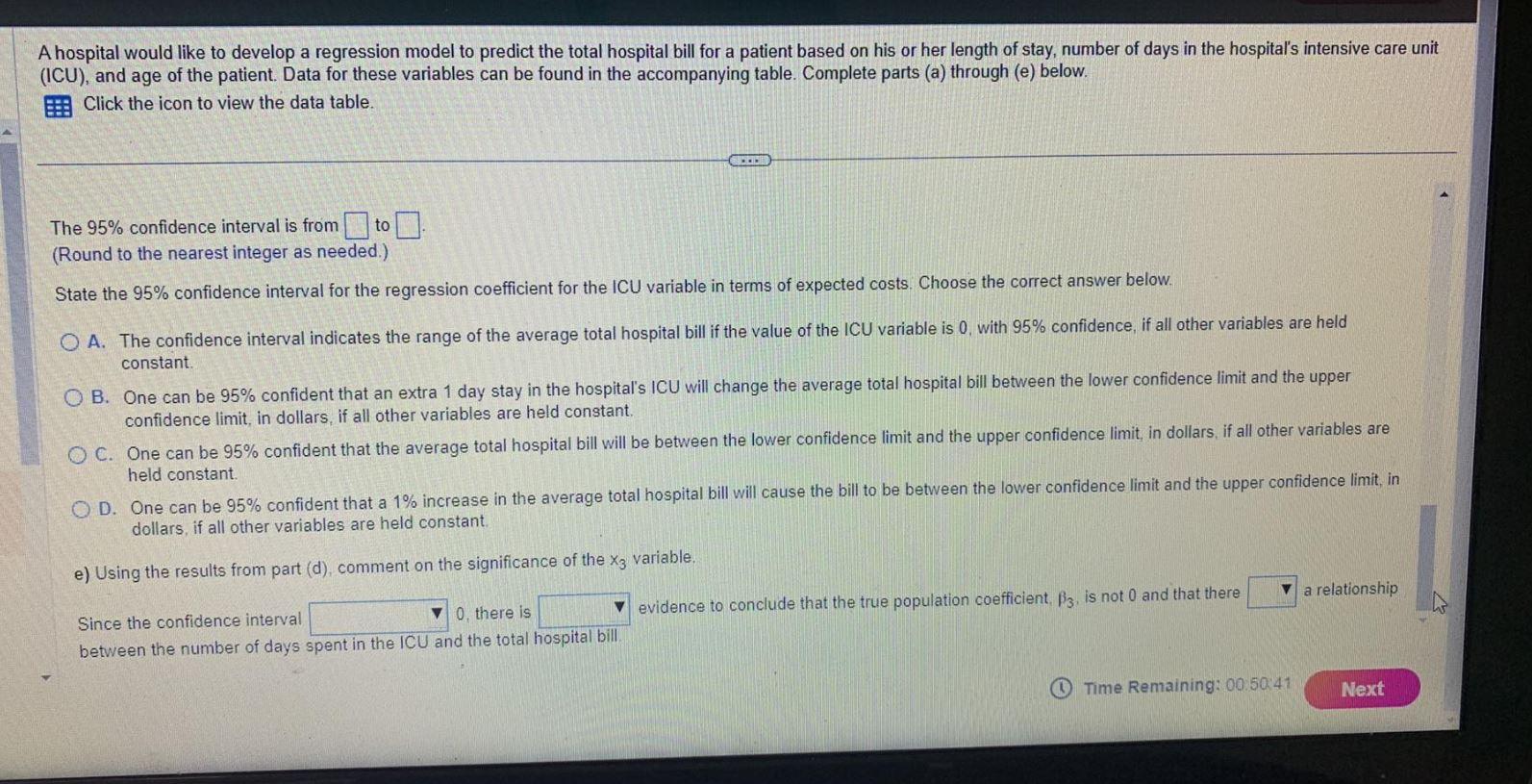 A hospital would like to develop a regression