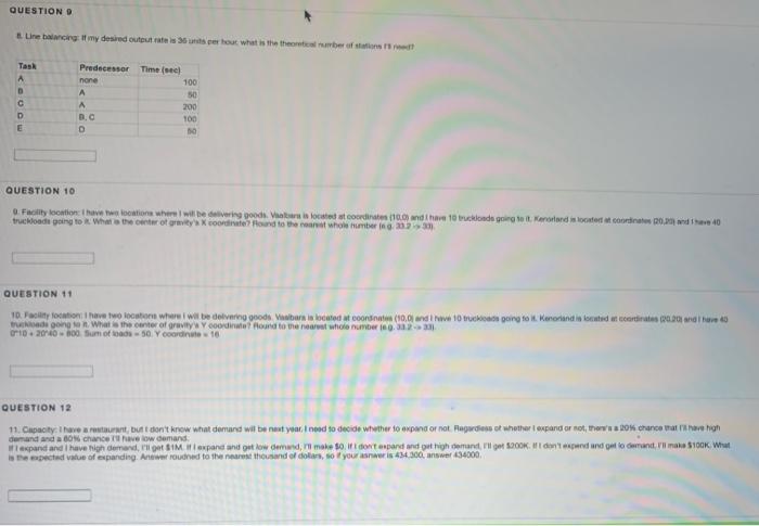 QUESTION TO 9.Facy location have two locations